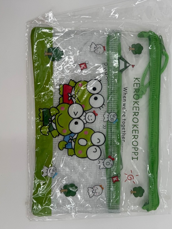 Handbags - KeroKeroppi PVC Mesh Pouch NEW Bag Zipper Medium Green Clear